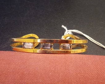 Vintage Rhinestone Cuff Bracelet, New Old Stock 1970's 1980's Jewelry, Original Hang Tag
