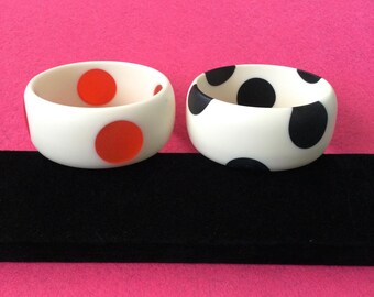 Lot de 2 bracelets à pois vintage R Sobral