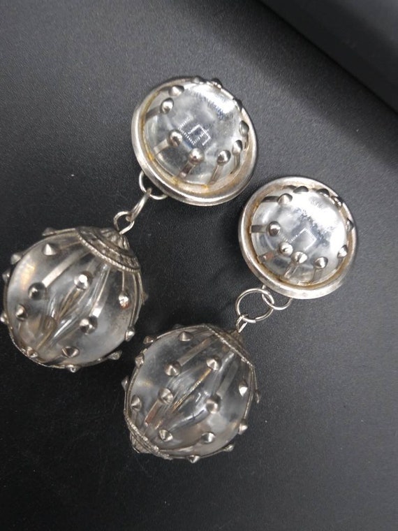 Statement lucite dangle drop Runway style earrings - image 6