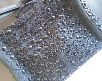 KORET Designer Signed Black Beaded High End Handbag, Vintage Beaded Bag, Antique Clutch Purse - Collectible Handbag - 1960's Saddie F Deman