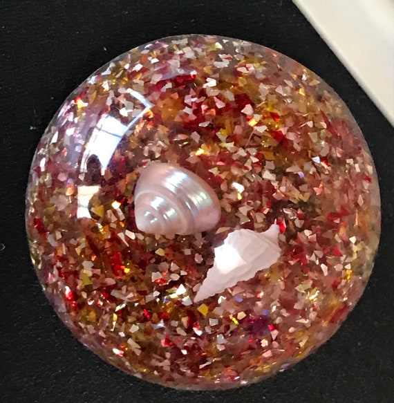Vintage Glitter Shell Brooch, 1950's 1960's Jewel… - image 2