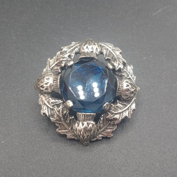 Vintage Large Blue Headlight Rhinestone Brooch Pi… - image 2