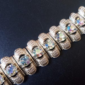 Coro Vintage Aurora Borealis Rhinestone Bracelet, 1950&#39;s 1960&#39;s Collectible Jewelry, Vintage Present