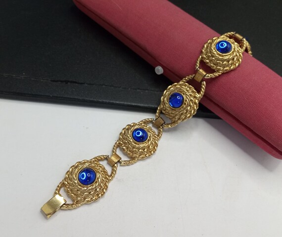 Vintage Blue Mogul Lucite Chunky Bracelet 1950's … - image 4