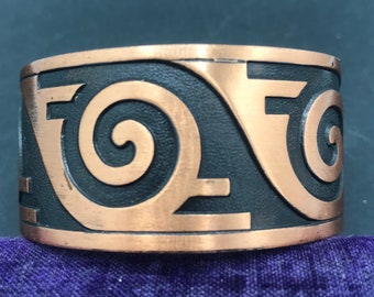 Vintage Copper Cuff Bracelet 1960's Jewelry Ornately Designed
