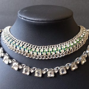 Ann Taylor Vintage Designer Signed 2 Strand Rhinestone Necklace