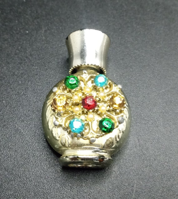 Vintage Miniature Rhinestone Perfume Bottle 1950'… - image 4