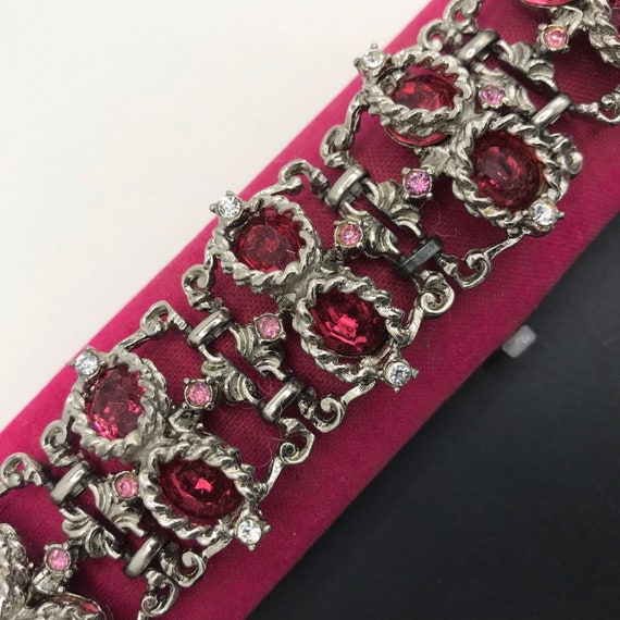 Very Rare Hollywood Signed Pink Rhinestone Bracel… - image 3