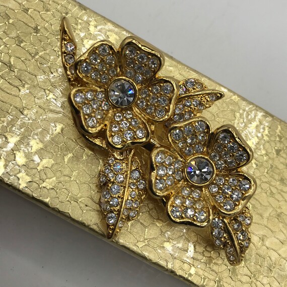 Joan Rivers unique rhinestone brooch earring desi… - image 5