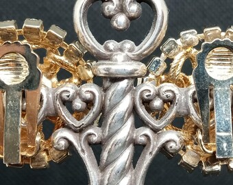 Boucles D'oreilles Anciennes à Clips - Strass - Style Vintage - Occasion