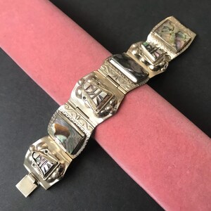 メキシコ製 ヴィンテージ アルパカ アワビ貝ブレスレット 1950年代 