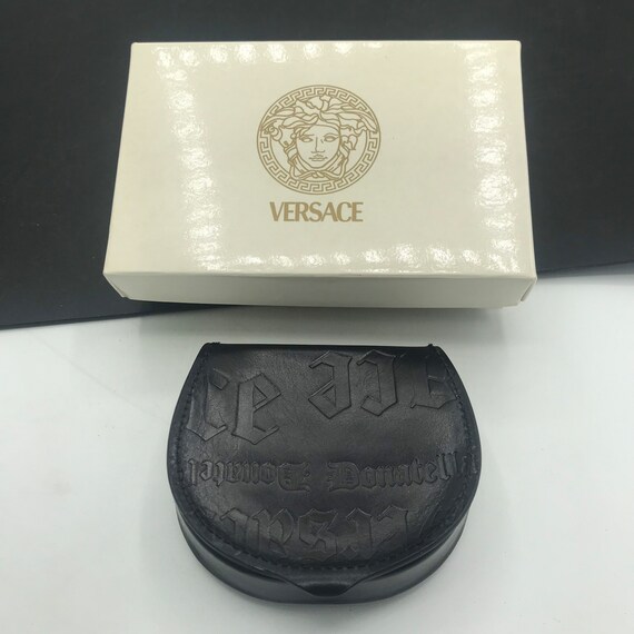 Versace Black Leather Coin Holder Pouch & Origina… - image 6