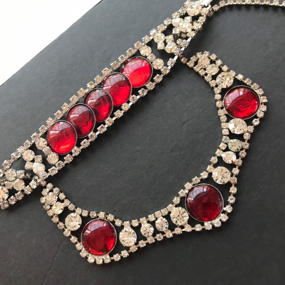 1950s High End Red Clear Rhinestone Necklace Bracelet Costume | Etsy