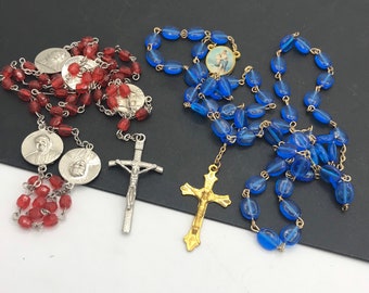 Set of 2 Rosaries * Vintage Religious Collectible Jewelry * Vintage Prayer Beads * Mid Century * 1950's 1960's * Holiday Gift