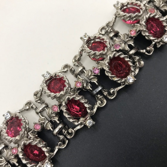 Very Rare Hollywood Signed Pink Rhinestone Bracel… - image 2