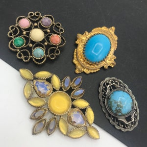 Sarah Coventry Liz Claiborne Jewelry Lot, Vintage jewelry lot, set of four collectible rhinestone brooch pins