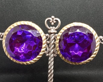 Vintage Purple Lucite Statement Clip On Earrings New Old Stock 1980&#39;s 1990&#39;s