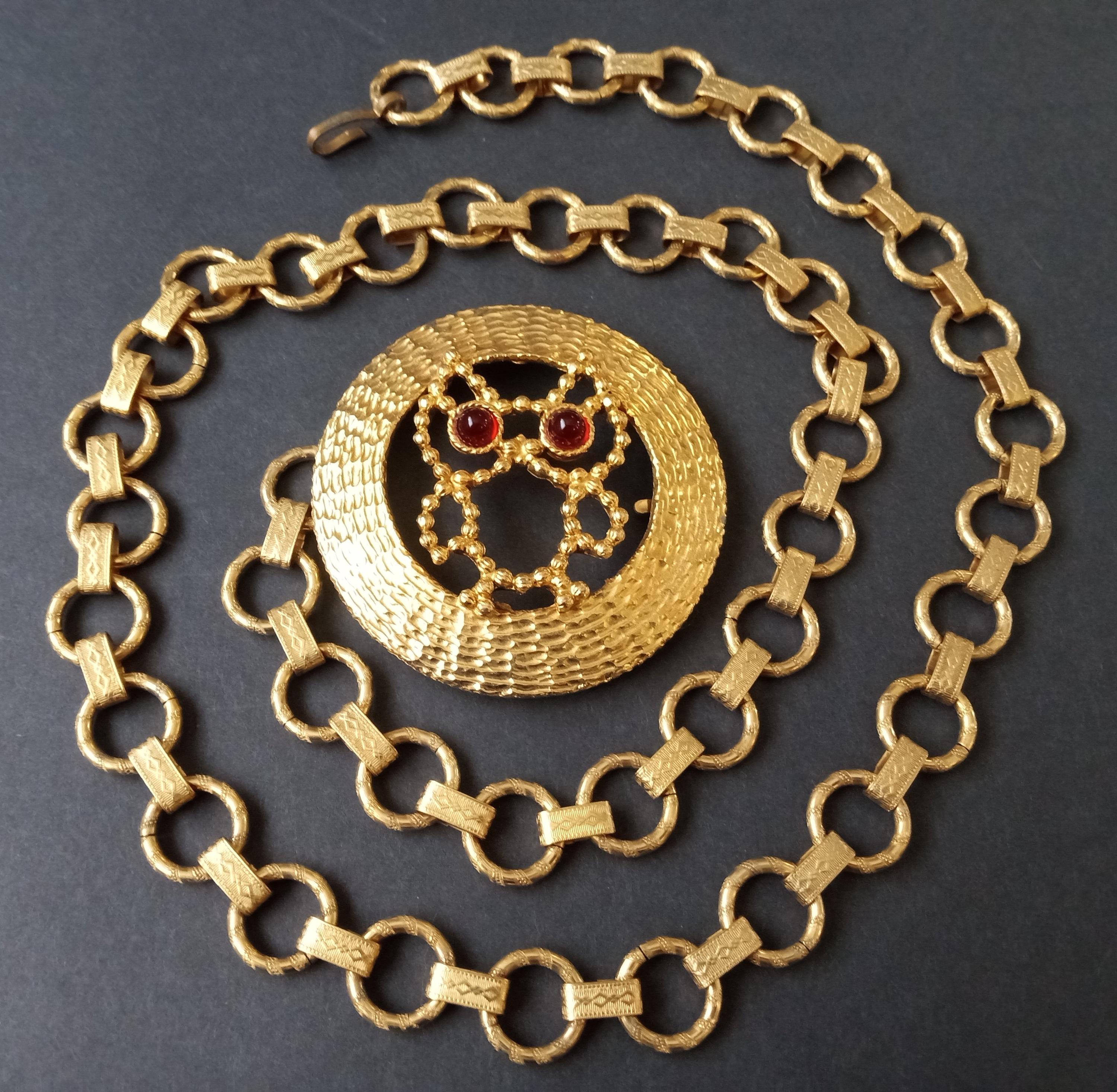 Vintage Chunky Chain Owl Necklace Belt 1980's 1990's Jewelry