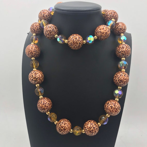 Joan Rivers Brown Lucite leopard long necklace, d… - image 3