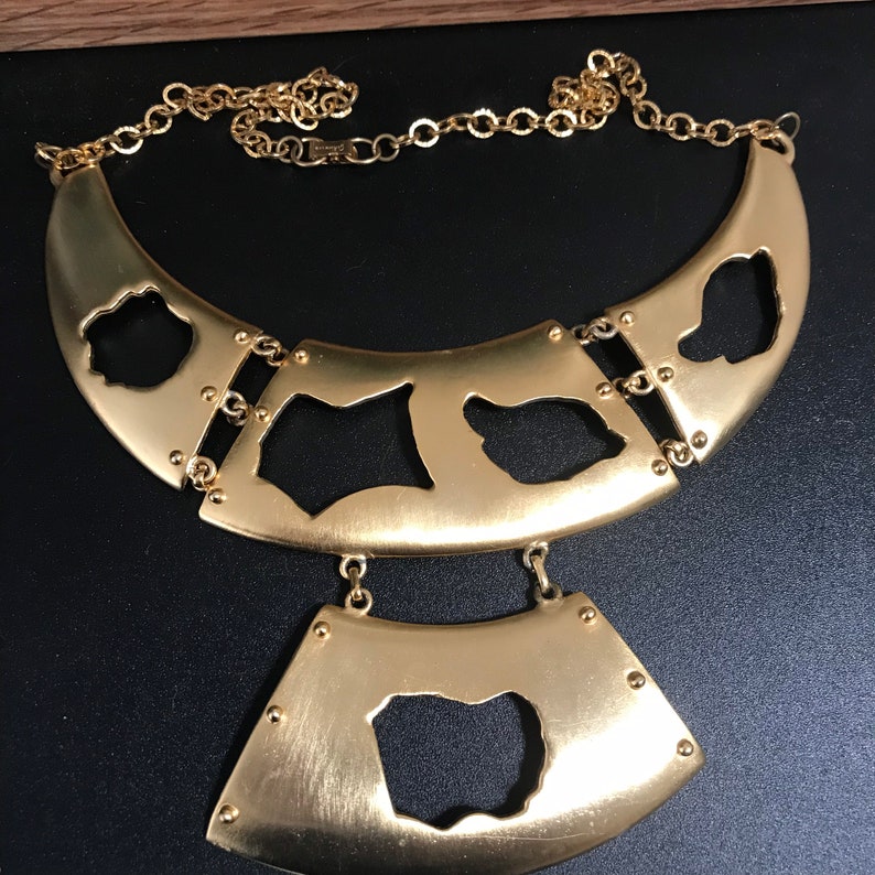 Goldette necklace, designer statement necklace. Bib necklace. 1960s 1970s jewelry image 6