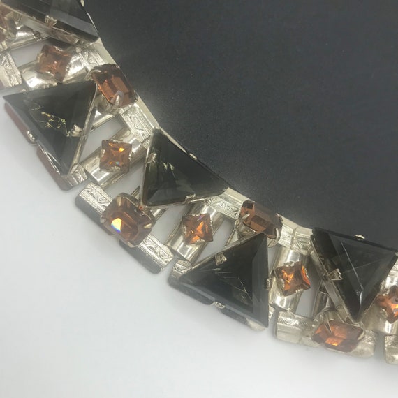 Stunning Chunky Headlight Triangle Rhinestone Bracelet, Huge Stones - Old Hollywood Glam - Art Deco Jewelry
