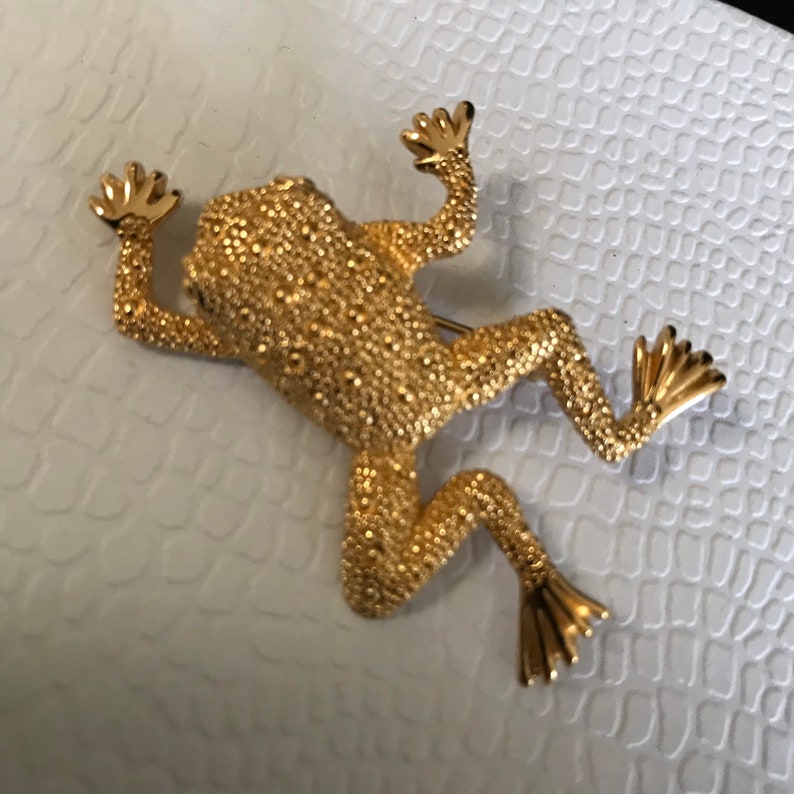 Christian Dior Frog Brooch Gold Pin Designer Signed Jewelry Etsy