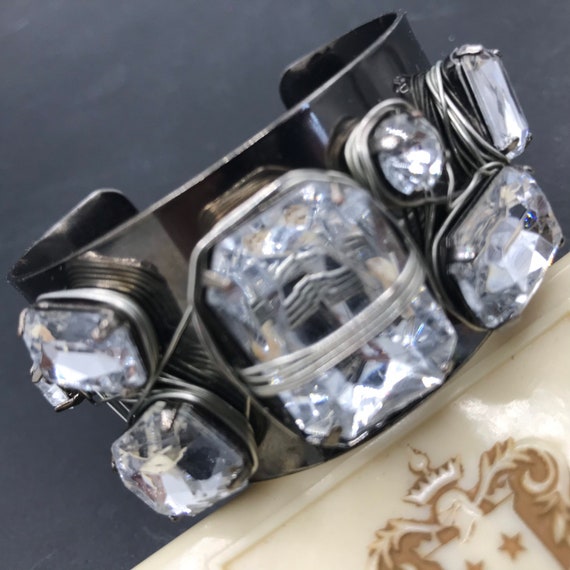 Vintage rhinestone cuff bracelet, collectible cos… - image 7