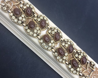 Vintage Selro Rhinestone Chunky Bracelet - Retro 1950&#39;s 1960&#39;s - Hard To Find Jewelry Old Hollywood Regency Glamour