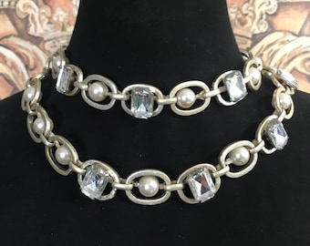 Lee Angel Designer Vintage Statement dikke lange ketting met strass steentjes