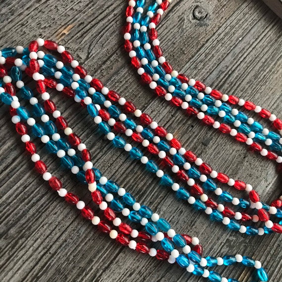 1960s set of two aqua blue white and red and whit… - image 4