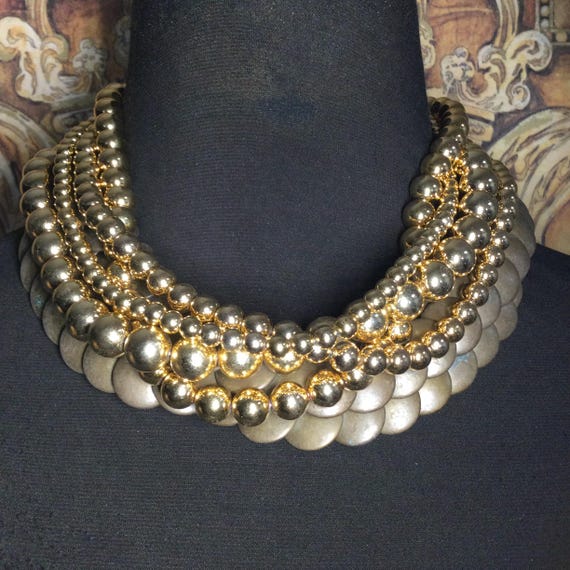 Vintage Statement Multi Strand Beaded Necklace - image 1
