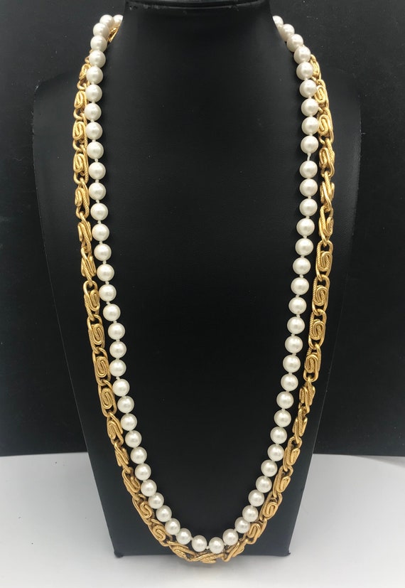 Anne Klein designer signed pearl chain necklace - image 4