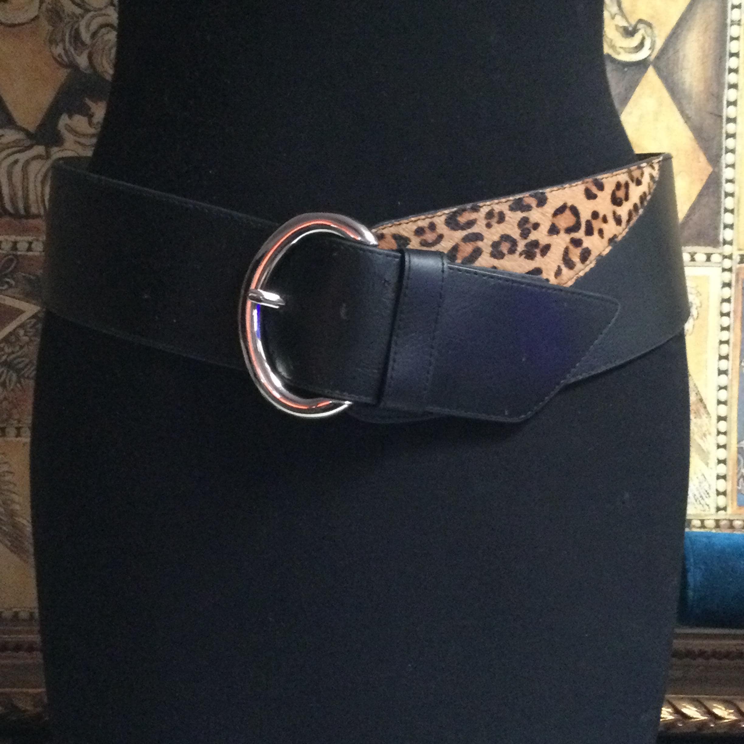 Chico’s Leopard Print Adjustable Leather Belt Waist Belt Size Medium Women main image 3