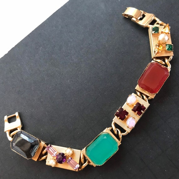 Vintage Rhinestone Bracelet, High End 1950s Jewelr