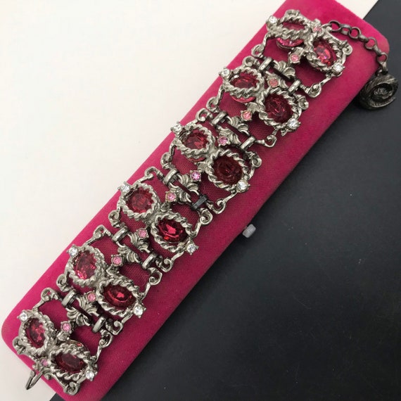 Very Rare Hollywood Signed Pink Rhinestone Bracel… - image 6
