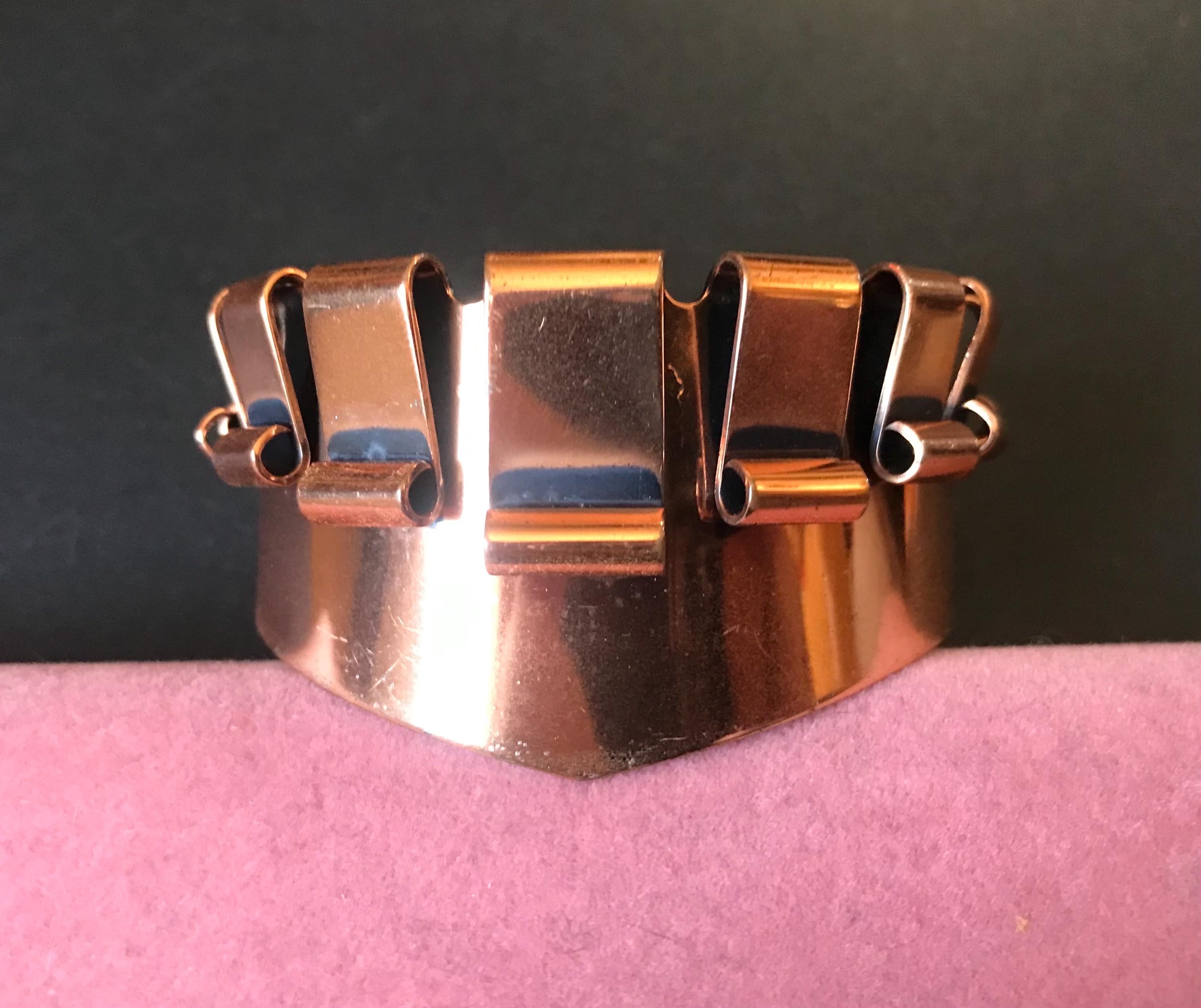 Vintage RENOIR COPPER Rose Gold Wide Riveted Corset Mesh Buckle Belt Size M Vintage Modernist Renoir Copper Belt. For Sale at Ruby Lane main image 2