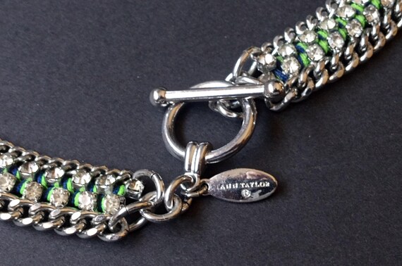 Ann Taylor Vintage Designer Signed 2 Strand Rhinestone Necklace View 4
