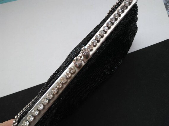 1950s 1960s heavily beaded black rhinestone colle… - image 3