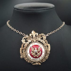 Vintage Heraldic Eagle Fleur De Lis Pendant/Brooch Necklace, 1960&#39;s 1970&#39;s Jewelry