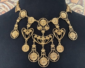 Striking Statement Necklace ** 1960's Retro Collectible ** Old Hollywood Glamour Vintage Jewelry ** Etruscan High End Rare Tassel Necklace