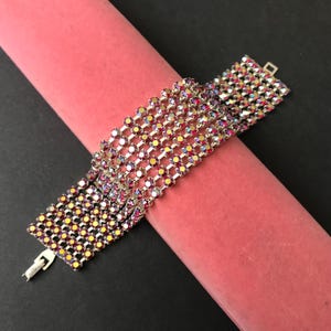 Vintage Red Aurora Borealis Multi Strand Bracelet