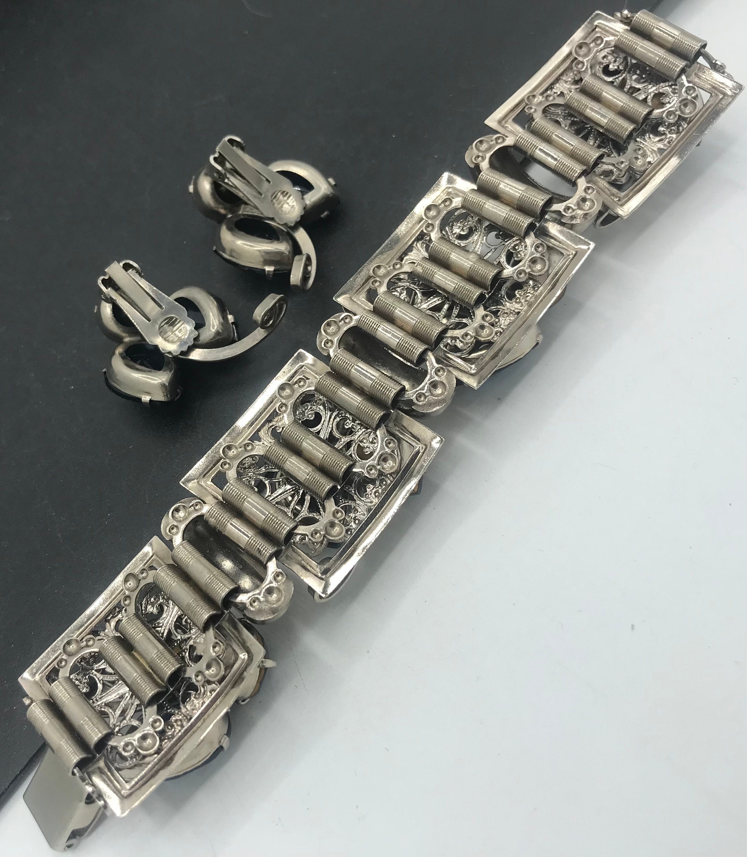 Chunky Bracelet Earring Set - Vintage Statement Huge