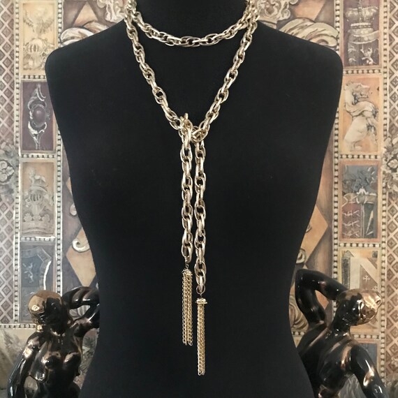 Vintage Long Lariat Tassel Necklace, 60's 70's Re… - image 5
