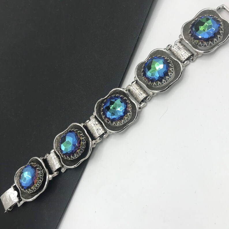 Stunning Blue Heliotrope Rhinestone Bracelet Earring Set - Etsy