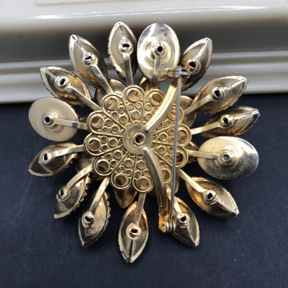 Rhinestone Brooch - Vintage Flower Pin - 1950's 1… - image 6