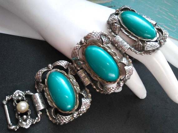 Chunky wide teal selro style high end collectible… - image 7