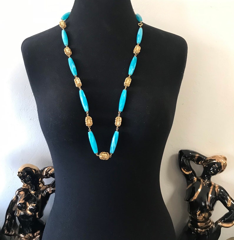 Vintage Aqua Lucite Necklace & Earrings Demi Parure 1950's Collectible Jewelry Set Rockabilly Mad Men Mod Theater Movie Prop Vintage Gift image 8