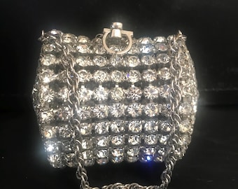 Exquisite Rhinestone Clutch Purse, High End Vintage Bag, Retro Collectible Vanity Accessories, Wedding Bridal Handbag, Vintage Present