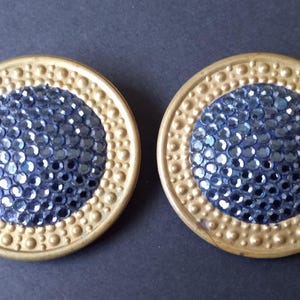 Richard Kerr Vintage Designer Signed Blue Rhinestone Clip on Earrings, 1970&#39;s 1980&#39;s Jewelry, Vintage Gift for Jewelry Lover