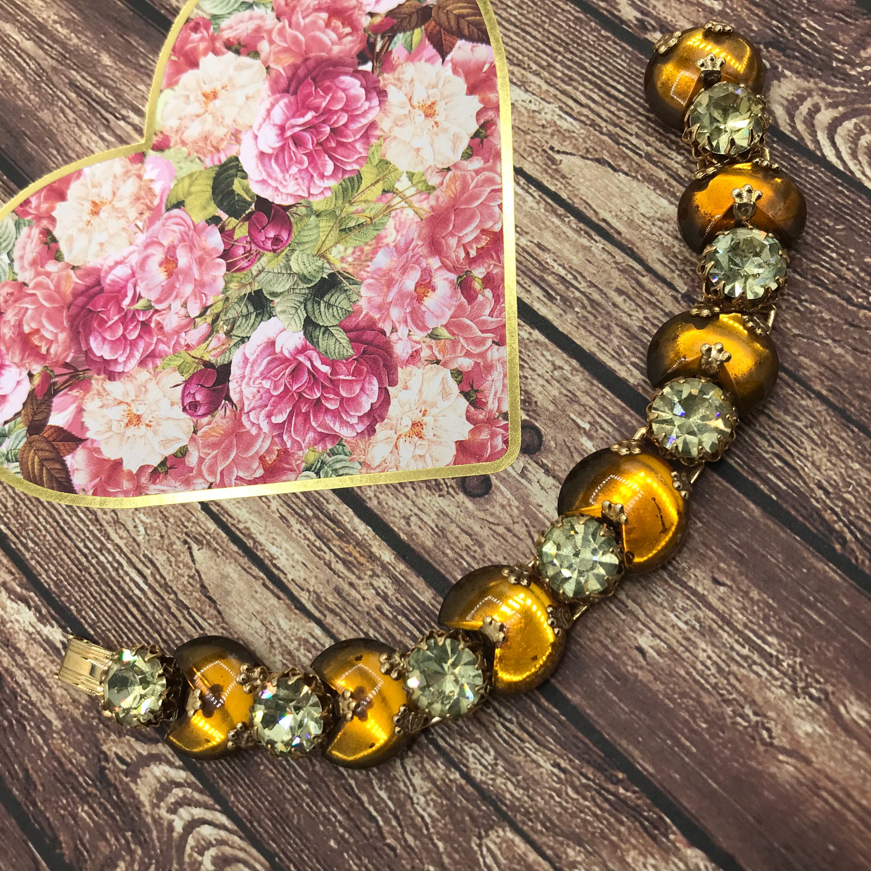 1950s Large Rhinestone Collectible Bracelet, Mogul Jewelry